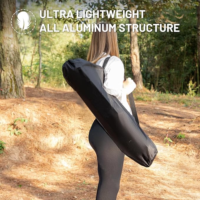 TIMBER RIDGE Folding Camping Table Adjustable Height, 4-6 Person Lightweight Aluminum Roll-up Table for Camping Outdoor Picnic BBQ Backyard Party Support 220 lbs, Black