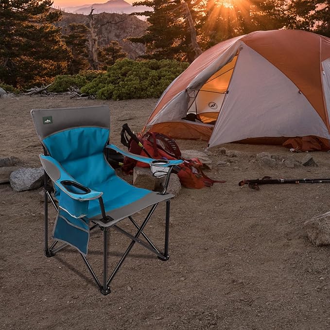 Northroad Foldable Camping Chair Heavy-Duty Outdoor Folding Chair Support Up to 300lbs for Hiking, Picnics, Patio, Beach, Fishing (Blue)