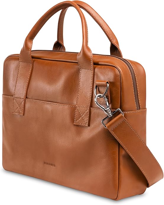 Nordweg Nomad Leather Briefcase NW080A – Leather Bag for Work & Travel – Fits 15.6” Laptop – Minimalist, Durable, Elegant