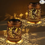 2 Pack Hummingbird Solar Lanterns Garden Decor Birthday Gifts for Women Mon Grandma Metal Hanging Solar Lights Waterproof Outdoor Decoration for Outside LED Lanterns for Yard