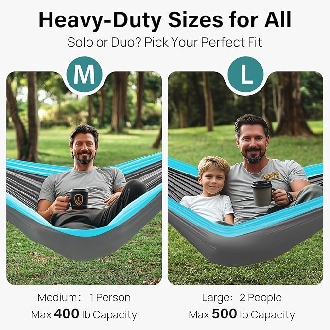 Kootek Camping Hammock, Portable Hammocks with Tree Straps & Attached Carry Bag, Camping Essentials Gear, Perfect for Outside Indoor Hiking Beach Backpack Travel