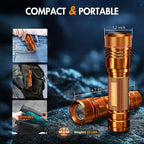 WdtPro Rechargeable Flashlights High Lumens, 1 Pack Super Bright LED Small Tactical EDC Flashlight with 10H Runtime, Portable Flash Light for Camping,Home,Emergency Essentials Orange Battery Included