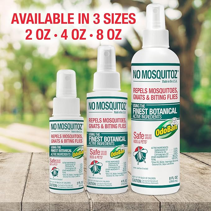 No Mosquitoz Botanical Bug Repellent, Effective for Gnat, Mosquito, and Biting Flies, Hand-Crafted and DEET-Free, Non-Greasy Formula, Made in The USA, 2 Ounce Spray Bottle, 3-Pack