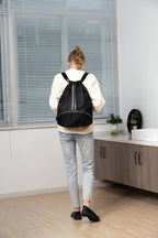 Valleycomfy Sports Drawstring Backpack - Water Resistant String Bag with Side Mesh Pockets Shoe Compartment Gym Backpack for Women & Men Blue