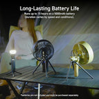 NESTOUT Outdoor Camping Fan with Tripod, 4 Speed Settings & Breeze Mode, 3 Angle Oscillation, 90° Adjustable Tilt, Timer (30/60/90 mins), USB C Compatible, Portable Tent Fan (Black Full Kit)