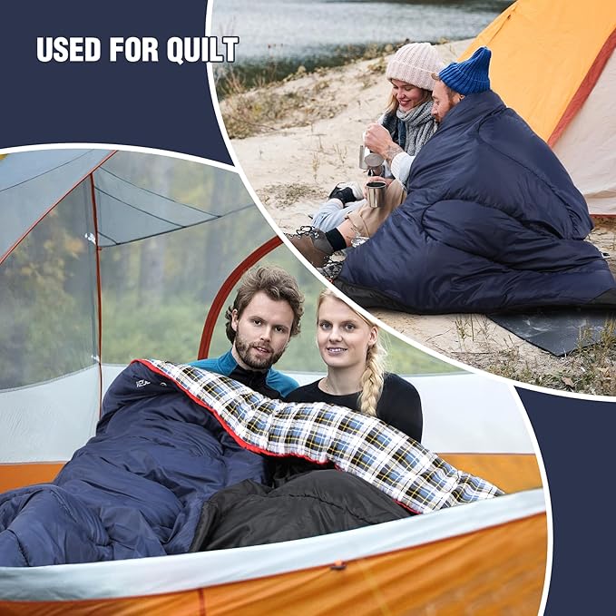 REDCAMP Cotton Flannel Sleeping Bag for Camping Backpacking, Adults Cold Weather Envelope Sleeping Bags with 2/3/4/6lbs Filling