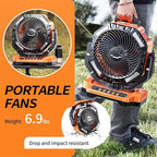 Camping LED Fan with Light, 40000mAh Rechargeable Battery Powered Outdoor Tent Fan with Light and Hook, 4 Speed, Personal USB Desk Fan for Camping, Fishing, Power Outage,Hurricane, Worksite