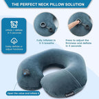 2Pack Inflatable Travel Neck Pillow for Airplane Train Car Washable Pillowcase U Shaped Office Napping Pillow