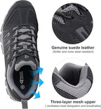 OL OUTJET LEGEND Men's Waterproof Hiking Shoes Leather Comfortable Lightweight Anti-Slip Outdoor Walking Work Sneakers