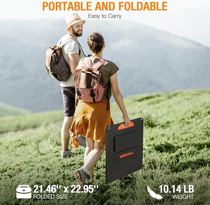 200W Portable Solar Panel for Power Station Generator, 12V/24V Flexible Foldable Solar Panel Kit Lightweight High-Efficiency Solar Charger Power Backup for Outdoor Van Camper Boat Caravan Off-Grid