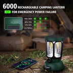 Raynic 6000 LED Camping Lantern, 650LM Hand Crank Solar Battery Powered Rechargeable Lantern, Emergency Lights for Home Power Failure, Hurricane, USB Cable Included