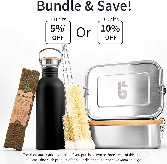 Bambaw 16 oz Stainless Steel Water Bottle, Black - Non-insulated, Dishwasher Safe, No Straw