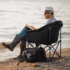 LILYPELLE Oversized Heated Camping Chair, Patio Lounge Chairs with 3 Heat Levels, Portable Folding Heated Chair Round Moon Saucer Folding Lawn Chair Outdoor Chair for Camping, Lounge Patio