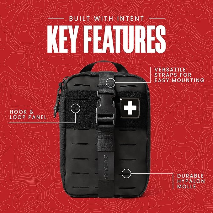 My Medic MyFak Mini First Aid Kit - Small and Lightweight for Camping Hiking and Backpacking - IFAK with 70 Items - HSA/FSA Great for Travel - Black