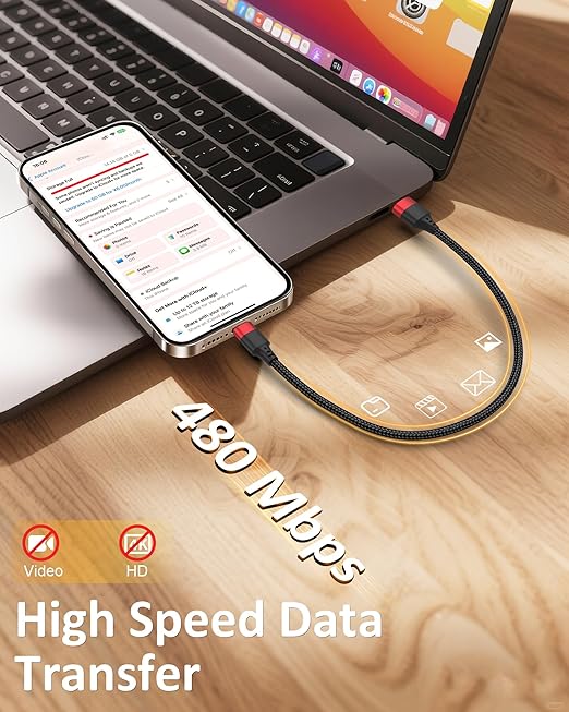1.5ft USB C Cable, 2 Pack USB to USB C Cable 18 inch, Braided Type C Charger Cord Fast Charging for iPhone 17 16 15 Pro Max, Samsung Galaxy S25 S24 S23, Pxiel,USBC Short Cable for Car