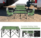 Northroad Folding Camping Chair Set of 4, Portable Collapsible Conversation Set w/1 Sofa, 2 Single Chairs, 1 Table for Family Patio, Outdoor Travel, Beach(Green)