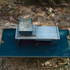 CAMPINGMOON Grill Griddle Plate for Camping Grilling 304 Stainless Steel DO-21,DO-2117 L 8.3'' x W 5.5'' x T 0.16'' Extra-thick with Removable Handle (Plate with Cover (DO-2117))