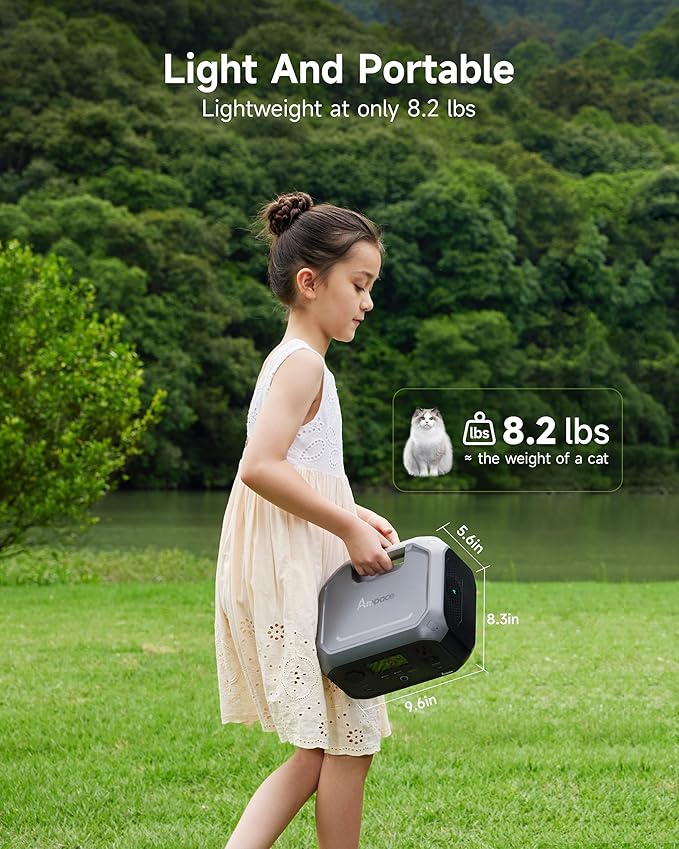 Portable Power Station Andes 300, 266Wh Battery with 300W AC/100W USB-C Output, 1Hr Fast Charging, 8.2lbs Solar Generator for RV, Outdoors, Camping batteries, Traveling, (Solar Panel Optional)