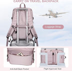 PIJUSHI Travel Backpack for Women Flight Aprroved Carry on Bag Large Casual Luggage Backpack Fit 16 inch Laptop(PE050 Ashen Purple)