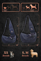 Noah & Paw Dog Sling Carrier for Small Dogs 3-10lb, Dog Sling for Small Dogs and Cats, Dog Carrier with Adjustable Padded Strap, Vegan Denim Lined with Fur, 3X Safety Features, Machine Washable