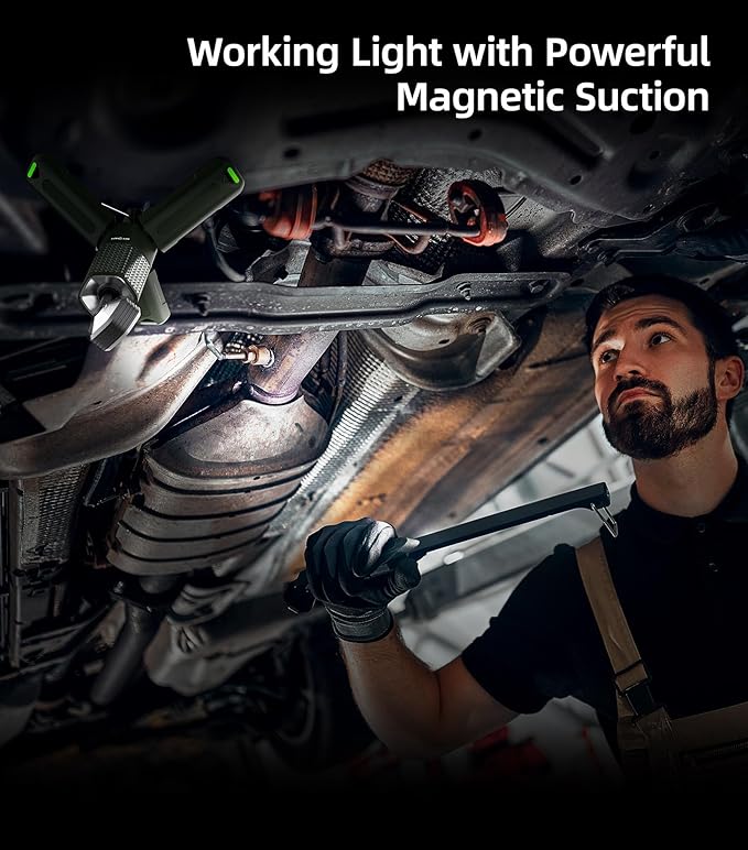 Telescopic Camping Light, Portable Collapsible Magnetic Camp Lantern Rechargeable,10500mAh Telescoping IP67 Waterproof Flashlights, Outdoor Gear for Emergency, Camping, Hiking (Army Green)