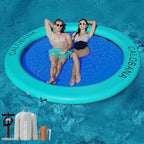 Round Floating Ring Inflatable Water Hammock Heavy Duty River Floats Lake Raft for Adults Tanning Pool Lounger Float Island Platform Pad Mat for Party