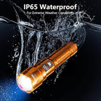 WdtPro LED Rechargeable Flashlight 2 Pack, Super Bright Zoomable 6000 Lumens Tactical Flashlight with LCD Digital Display, 3 Mode Waterproof Flash Light for Camping, Hunting & Home Emergency - Orange