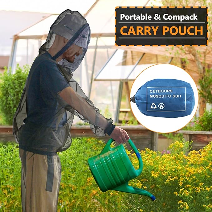 South to East Mosquito Suit - Net Bug Mesh Pants & Jacket with Hood for Outdoor Protection from Bugs, Flies, Gnats, No-See-Ums & Midges - Mosquito Net Clothing for Men & Women with Carrybag, XL Size