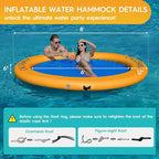 Round Floating Ring Inflatable Water Hammock Heavy Duty River Floats Lake Raft for Adults Tanning Pool Lounger Float Island Platform Pad Mat for Party