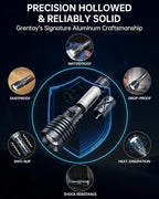 Rechargeable LED Flashlights 5800 High Lumens, Super Bright High Powered Flashlight Long Range W/2 Buttons, Zoomable 12Modes & IP67 Waterproof, Powerful & Strong Handheld Flashlights for Home Camping