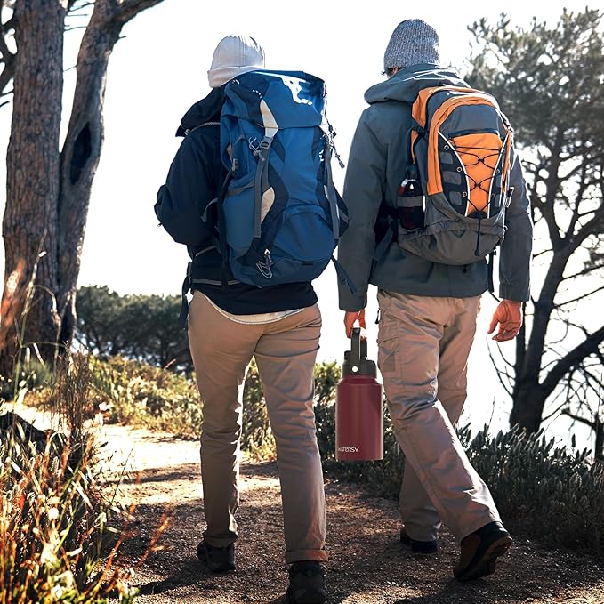 WATERSY 2/3 Gallon Water Bottle Insulated(Cold for 48 Hrs),BPA Free&Leak Proof,87oz Stainless Steel Water Jug/Flask,Big thermo,Large Water Bottle with Handle for Gym,Hiking,Camping,Brick Red