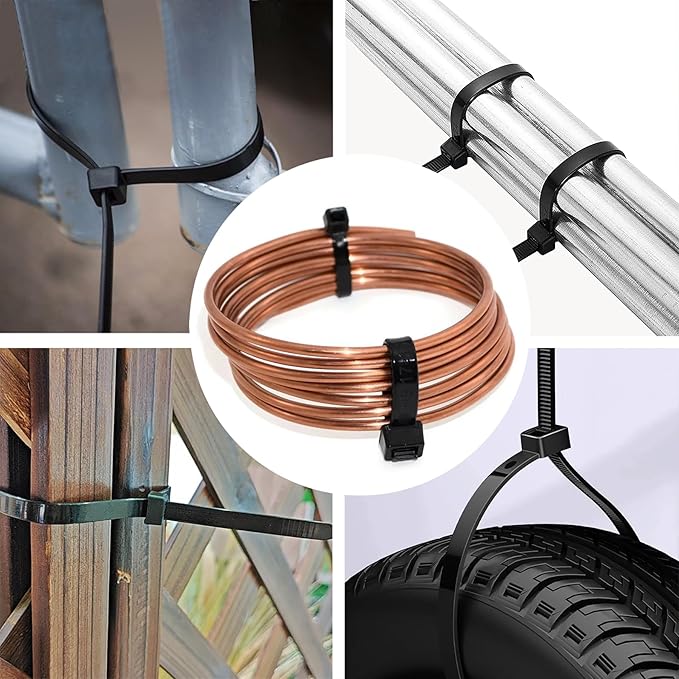 200lb Zip Ties Heavy Duty 18 Inch 70pcs, Large Black Cable Tie, Thick Heat Resistant Zipties, Big Wide Wire Ties, Industrial Tie Wraps for Outdoor Use