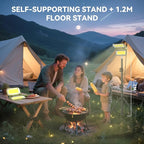 Solar Camping Light Rechargeable with Magnet, 0.73lbs, 5000mAh Battery with 3.94 ft Stand, 2400 Lumens Cordless Outdoor Lamp, Dimmable Light for Emergency, Camping, Hiking