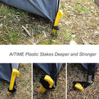 AITIME 30 Pcs 9 Inch Plastic Tent Stakes, Durable Garden Lawn Tarp Stakes, Tent Spikes Nails Pegs Hammer for Outdoor Beach Camping Courtyard Decorative Accessories