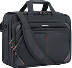 KROSER Laptop Bag 15.6 Inch Briefcase Messenger Bag Water Repellent Computer Case Shoulder Bag Durable Tablet Sleeve with RFID Pockets for Business/College/Women/Men - Black/Red