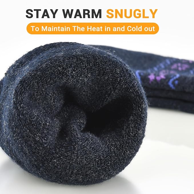 NinetoFiveLife Pack of 4 Womens Merino Wool Socks Winter Hiking Socks Knit Outdoor Recreation Warm Soft and Comfortable Size 5 to 9