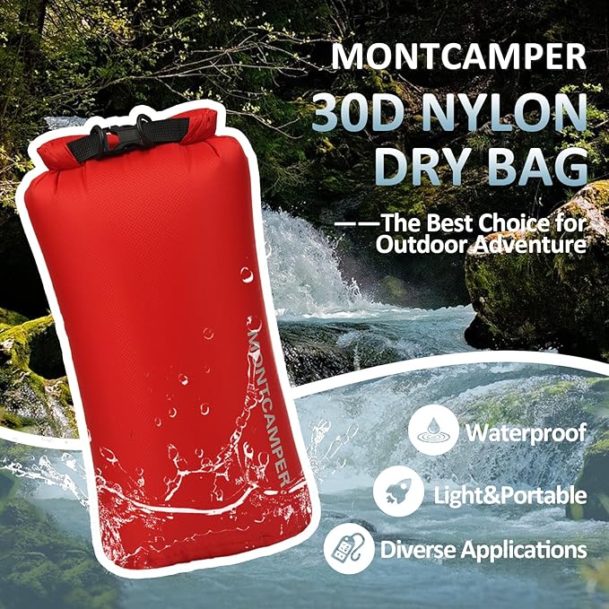 Waterproof Dry Bag-Large capacity Storage Sack for Outdoor Adventures-Enhanced 30D Nylon Waterproof Fabric-Float on Water-Keep Luggage Dry and Organized(10L/Red)
