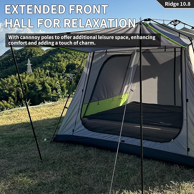 Tenplay 2-8Person Instant Pop-Up Family Tent,Family Large 2 Room Camping Tent, Easy Setup in 60s,Includes Rainfly,Room Divider,Carry Bag, Large Cabin Multi Room Tents for Camping Hiking Sleepover