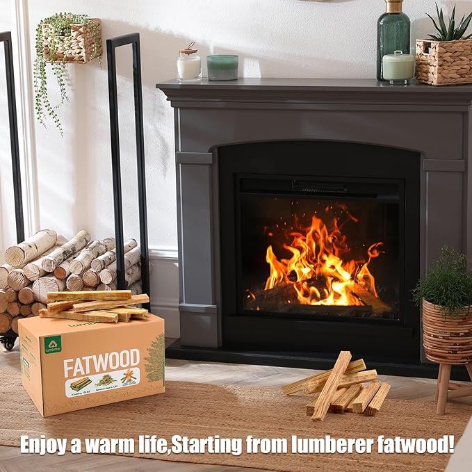 Lumberer Fatwood Fire Starter Sticks -100% All Natural Resin Kindling and Chips -Quick Ignition for Fireplace,Campfires,Firepits,Wood Stoves,Grilling (10.70 LB)