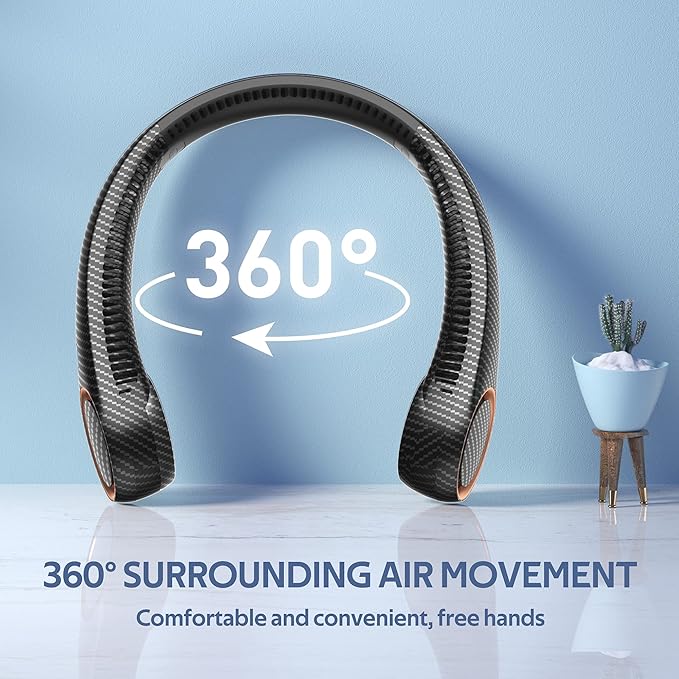 Portable Neck Fan, Hands Free Bladeless 360° Cooling Personal Fan,Wearable Quiet Fan for Outdoor Indoor, Gifts for Men Women, 4000mAh Battery Operated, USB Rechargeable, 3-Speeds(Black Graffiti)