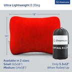 DREAMCARE Camping Pillow, Memory Foam Travel Pillow, Camping Accessories - Small Pillow Camping Essentials Camping Pillows for Sleeping, Backpacking Pillow, Travel Pillows for Sleeping (Small,Red)