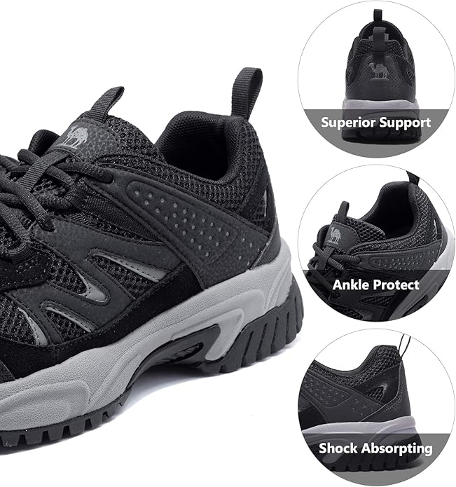 CAMELSPORTS Hiking Shoes Men Lightweight Non-Slip Breathable Sneakers Low Top Walking Shoes for Outdoor Trailing Trekking Walking Climbing