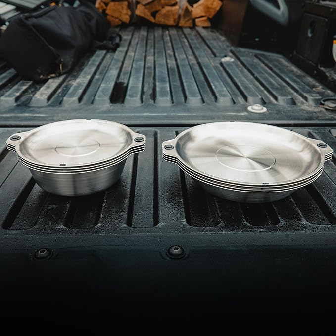 FULL WiNDSOR - MAGWARE - Magnetic Bowls and Plates (8PCS) & Magnetic Camping Cutlery Set (6PCS), Portable Knife, Fork & Spoon with Case, Travel Dinnerware & Silverware for Camping, Outdoor Backpacking