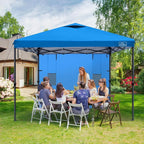 KAMPKEEPER 10x10 Pop Up Canopy Tent with Sidewall - Easy Setup Sun Shelter, Outdoor Shade with Vented Roof for Backyard | UV & Rain Portable Instant Camping Beach Canopy Tents (Light Blue)