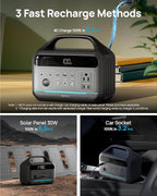 DARAN Portable Power Station 300W, 192Wh LiFePO4 Battery Backup, Solar Generator with 2 AC Outlets, USB-C PD 60W, LED Light, Lightweight Power Bank for Camping, RV, Travel, Home Emergency