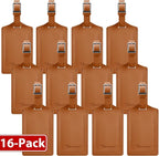 Travelambo 16 Pack Luggage Tags for Suitcases Privacy Protection Bag Tags Faux Leather Travel Accessories Essential, Yellowish Brown
