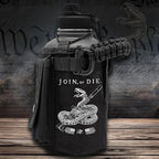 Iron Infidel Battle Bottle - Half Gallon Insulated Water Bottle with Paracord Handle, Large 64 oz Stainless Steel Water Jug with Rugged, Removable Sleeve for Keys, Wallet & Phone (Join or Die 2 Liter)
