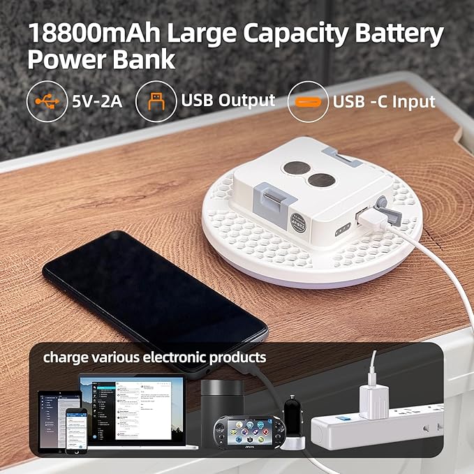 Camping Lantern 10500mAh Rechargeable Battery, 32W Ultra Bright LED Hanging Light with 3 Modes, Waterproof Portable Tent Lighting for Outdoor Emergency & Hiking