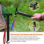Eurmax USA Hiking Camping Tent Stakes and Hammer Set Lightweight Multi-Function Tent Hammer with Tent Stake Remover,Tent Pegs for Camping, Hiking, Backpacking, Gardening(Blue Stakes)
