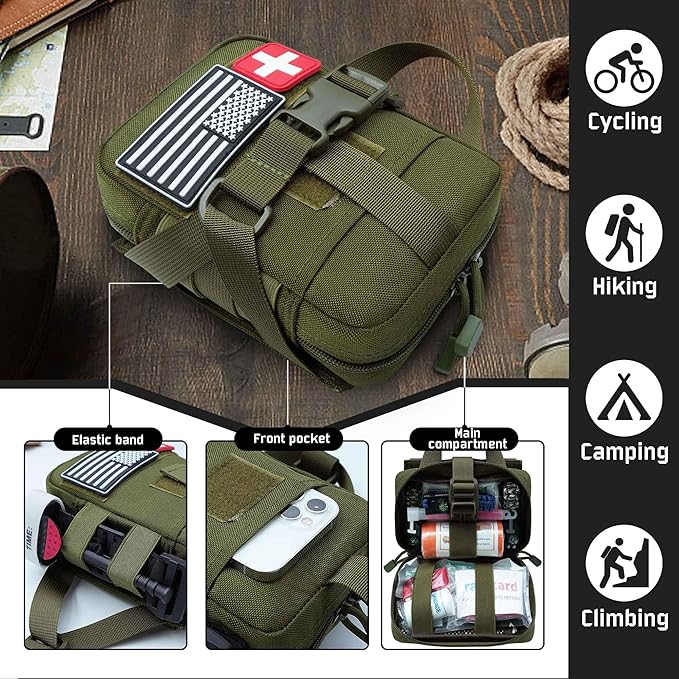 Upgrade Molle Rip Away Ifak Pouch, Tactical Small Belt First Aid Pouch Medical Utility EMT Pouch Only